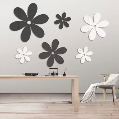 DIY Three-Dimensional Flower Acrylic Mirror Wall Stickers