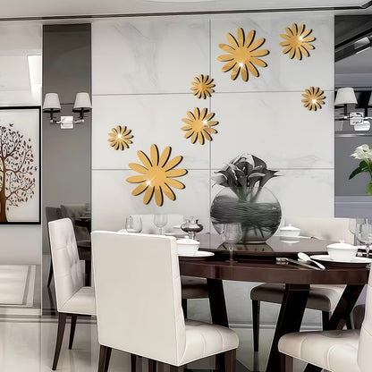 Seven-Piece Acrylic Flower Mirror Wall Stickers