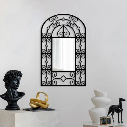 Black Acrylic Wall Mirror with Ornate Frame