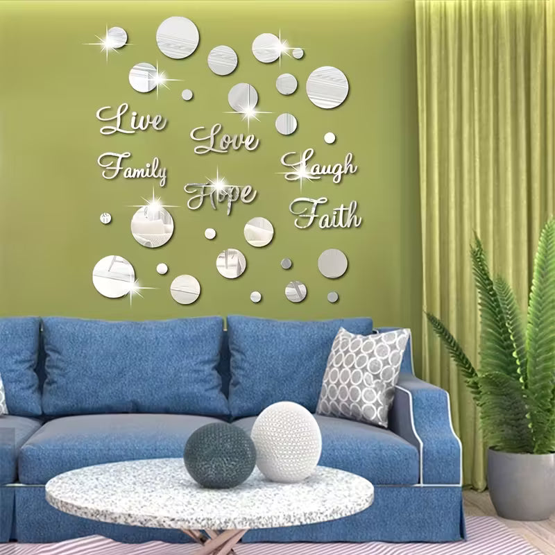 26pcs Acrylic Mirror Wall Stickers