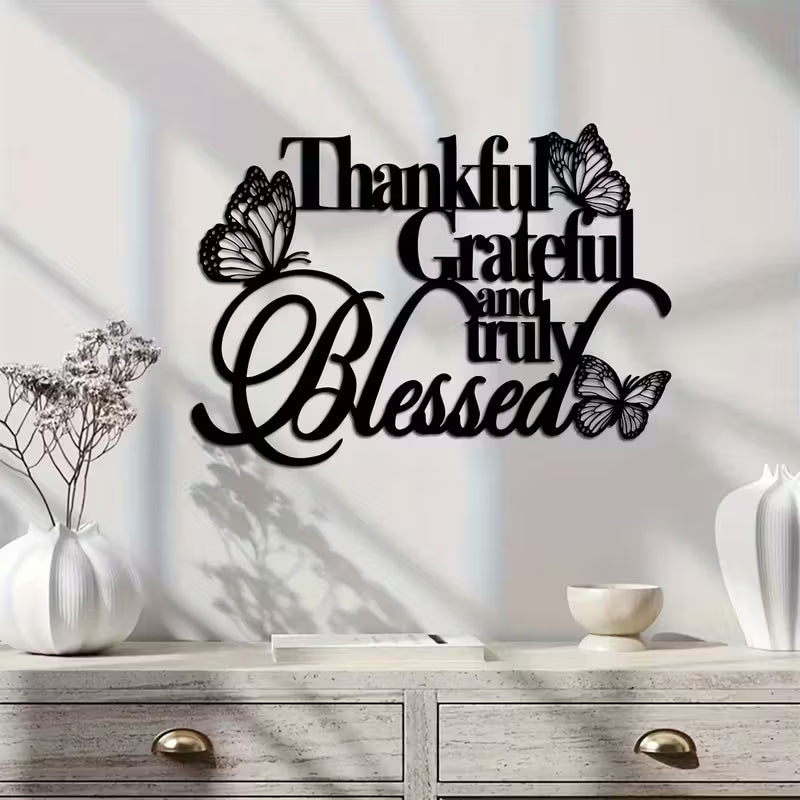 Modern Thankful Grateful Blessed Wall Decor for Living Room and Bedroom in Abu Dhabi