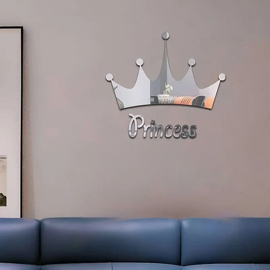 3D Crown Acrylic Mirror Wall Sticker