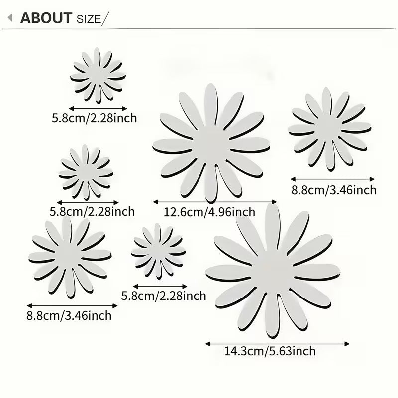 Seven-Piece Acrylic Flower Mirror Wall Stickers