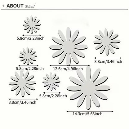 Seven-Piece Acrylic Flower Mirror Wall Stickers