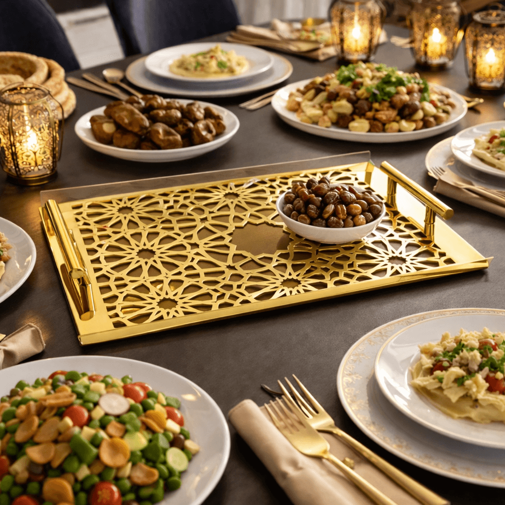 Luxury gold serving tray Sultané Edge used for desserts and drinks