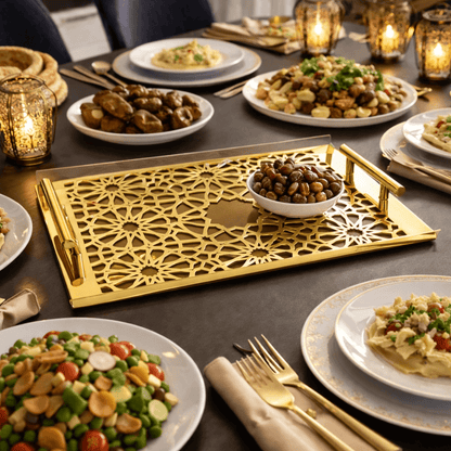 Luxury gold serving tray Sultané Edge used for desserts and drinks