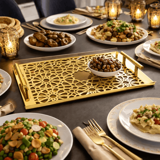 Luxury gold serving tray Sultané Edge used for desserts and drinks