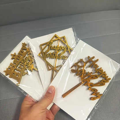 Happy Birthday Acrylic Cake Topper by Signature Wall Arts UAE – elegant acrylic design for birthday celebrations and modern party decor.