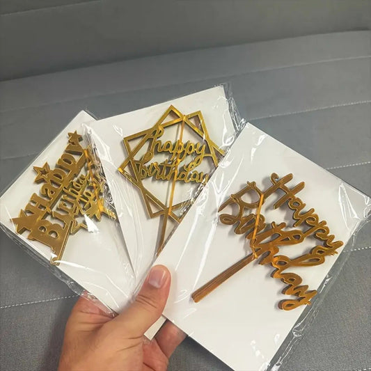 Happy Birthday Acrylic Cake Topper by Signature Wall Arts UAE – elegant acrylic design for birthday celebrations and modern party decor.