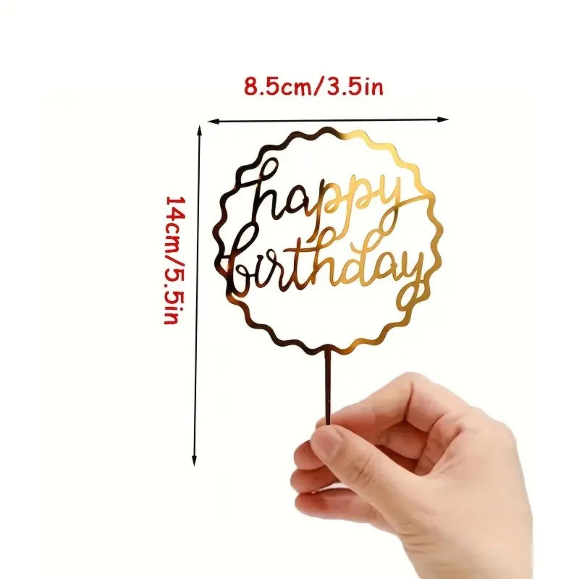 Modern Happy Birthday Acrylic Cake Topper from Signature Wall Arts Dubai – stylish, reusable acrylic topper for elegant birthday cakes.