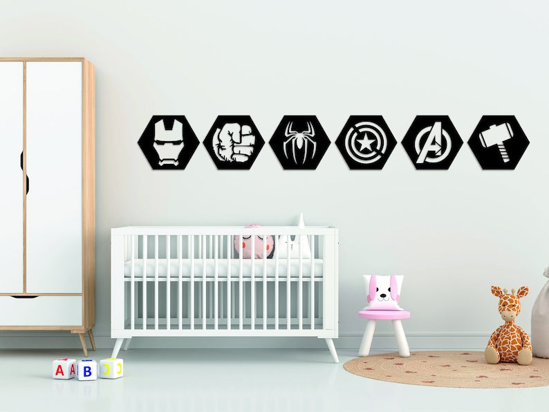 Hexagonal Design Avengers Wall Decor Set of 6
