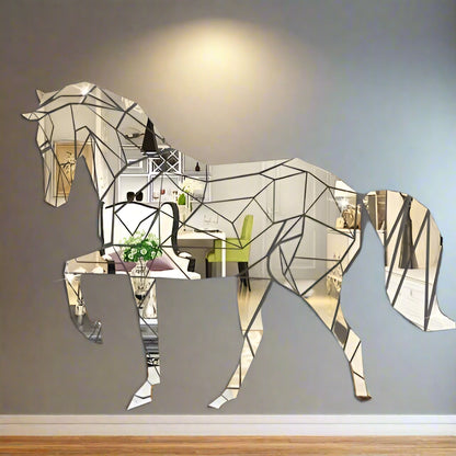 Elegant galloping horse design in shiny reflective acrylic, perfect for modern and luxurious home decor