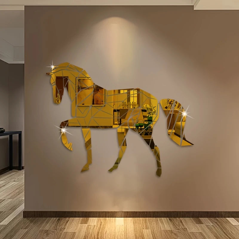 Horse Theme 3D Acrylic Mirror Wall Art