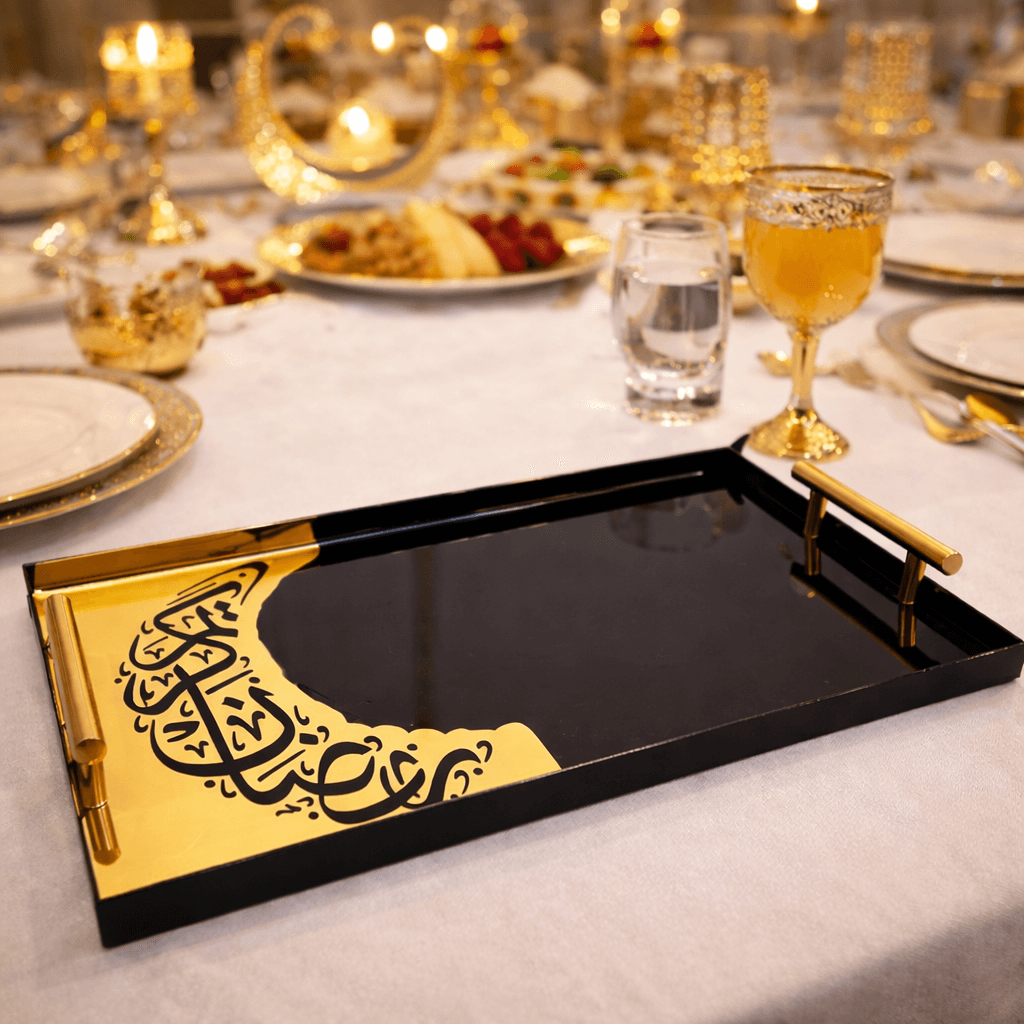 Luxe Crescent Metal Handle Tray