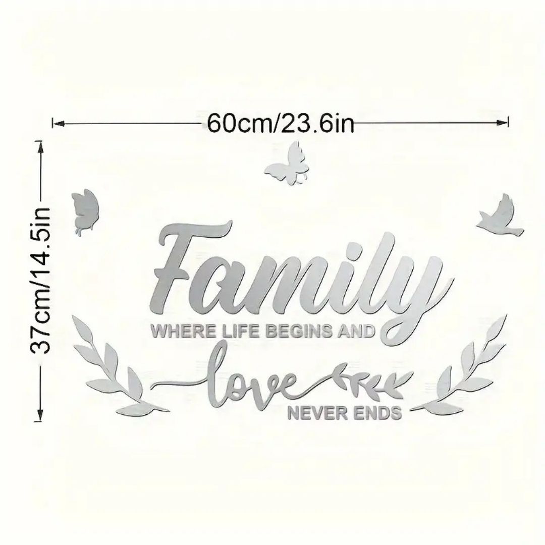 Mirror Family Acrylic Letter Wall Decoration Set – premium reflective wall art by Signature Wall Arts UAE.