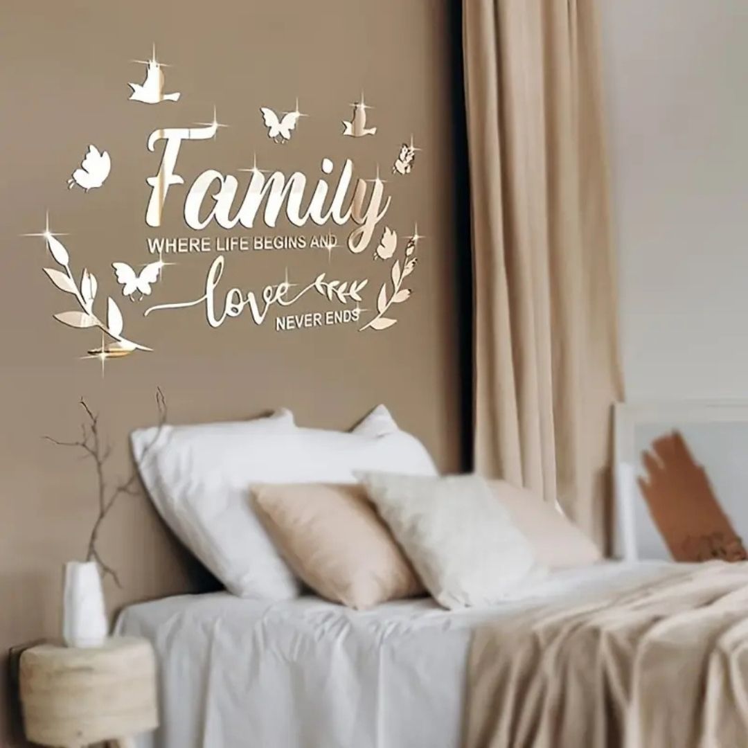 Mirror Family Acrylic Letter Wall Decoration Set – premium reflective wall art by Signature Wall Arts UAE.