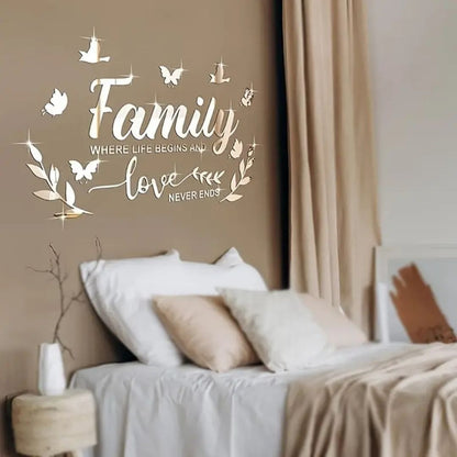 Mirror Family Acrylic Letter Wall Decoration Set – premium reflective wall art by Signature Wall Arts UAE.