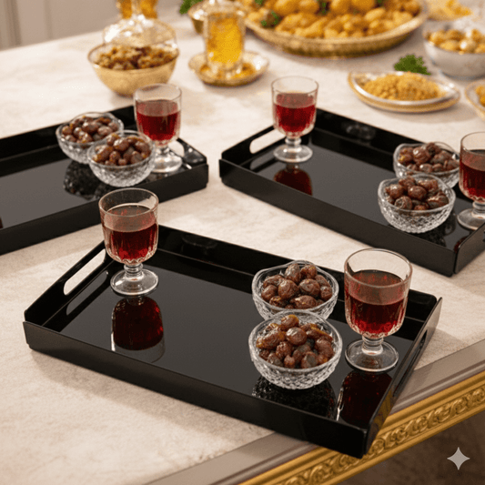 Set of 3 Black Acrylic Trays
