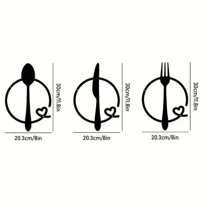 Spoon, Knife and Fork With heart - Beautiful Kitchen Wall Decal - Best For Gifting
