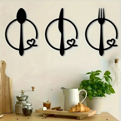 Spoon, Knife and Fork With heart - Beautiful Kitchen Wall Decal - Best For Gifting